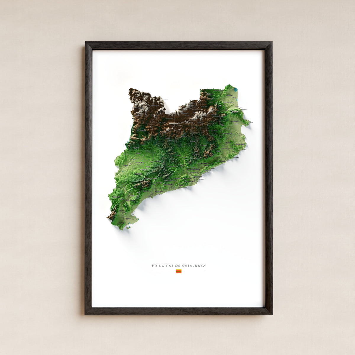 Mapa del relieve de Principat de Catalunya · Clásico · 61 × 91 cm · Lámina enmarcada