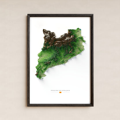 Mapa del relieve de Principat de Catalunya · Clásico · 70 × 100 cm · Lámina enmarcada