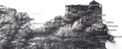 Mapa del relieve de Principat de Catalunya · Gris lavanda · 21 × 30 cm · Detalle del norte