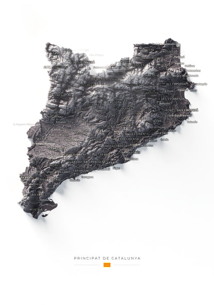 Mapa del relieve de Principat de Catalunya · Gris lavanda · 21 × 30 cm · Vista completa