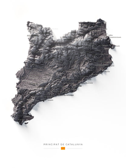 Mapa del relieve de Principat de Catalunya · Gris lavanda · 30 × 40 cm · Vista completa