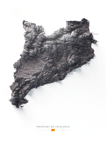 Mapa del relieve de Principat de Catalunya · Gris lavanda · 50 × 70 cm · Vista completa