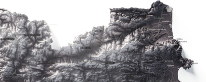 Mapa del relieve de Principat de Catalunya · Gris lavanda · 61 × 91 cm · Detalle del norte