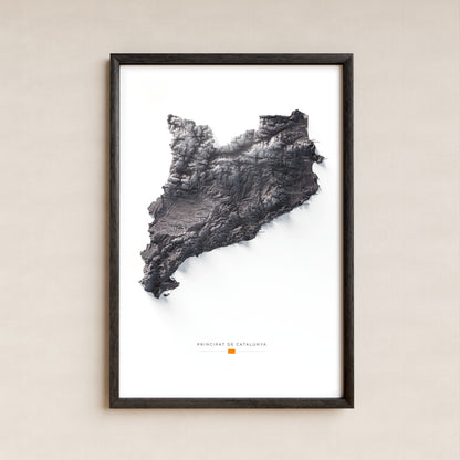 Mapa del relieve de Principat de Catalunya · Gris lavanda · 61 × 91 cm · Lámina enmarcada