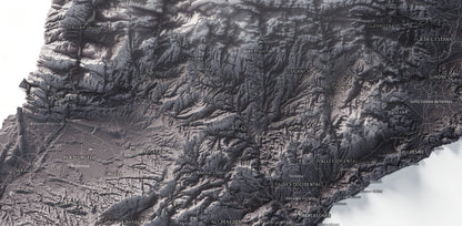 Mapa del relieve de Principat de Catalunya · Gris lavanda · 70 × 100 cm · Detalle del centro