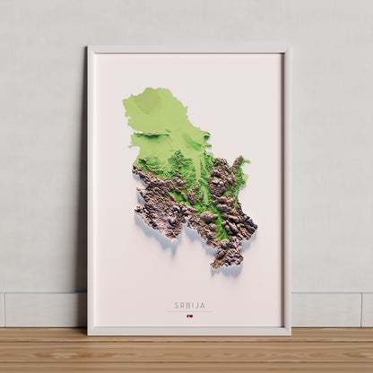 Sèrbia: vista ambientada del mapa amb marc decoratiu (marc no inclòs).