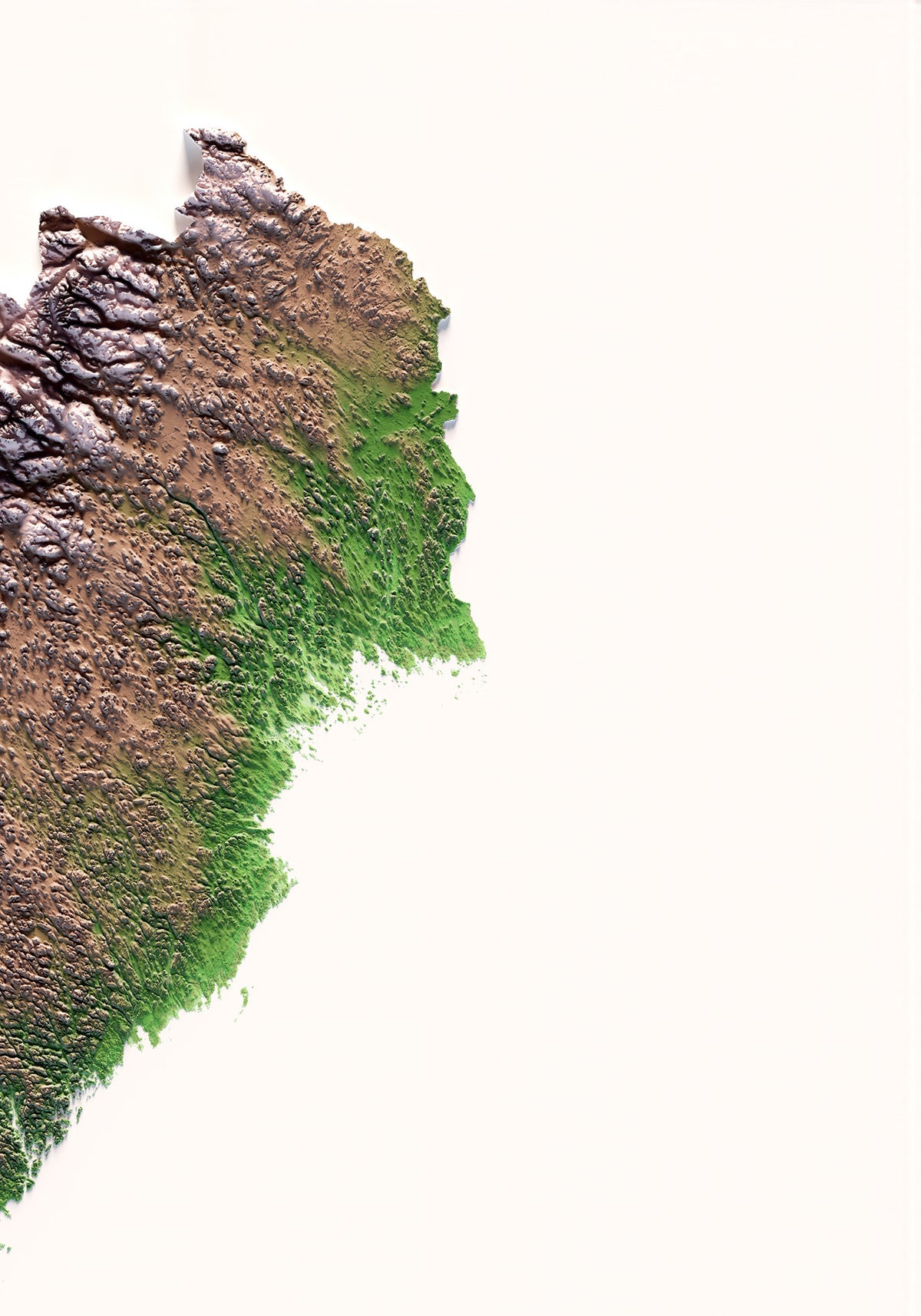 Suecia: detalle de la ilustración del mapa de relieve.