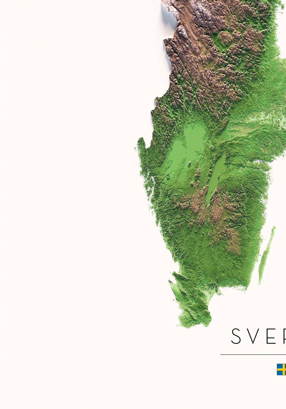 Suecia: detalle de la ilustración del mapa de relieve.