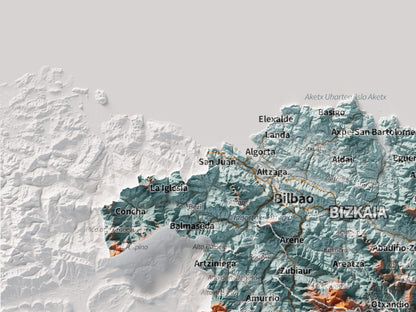 Euskal Herria, Blau i taronja, 30 × 40 cm: detall superior esquerre.