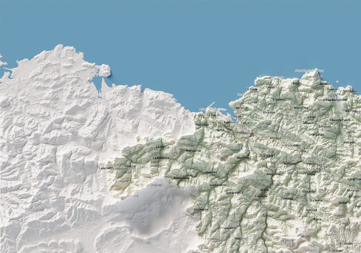 Euskal Herria, Cartogràfic, 70 × 100 cm: detall superior esquerre.