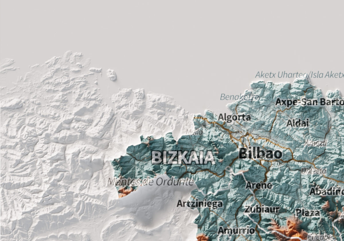 Euskal Herria, Blau i taronja, 21 × 30 cm: detall superior esquerre.