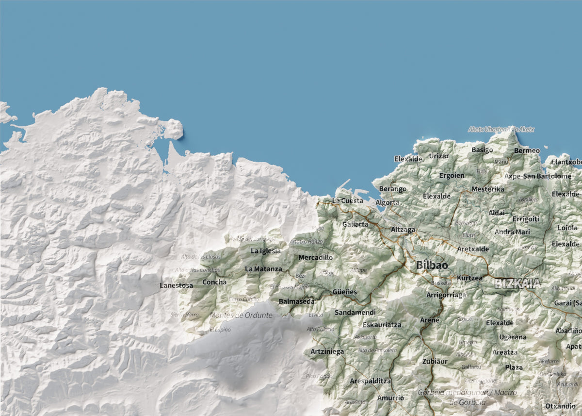 Euskal Herria, Cartogràfic, 50 × 70 cm: detall superior esquerre.