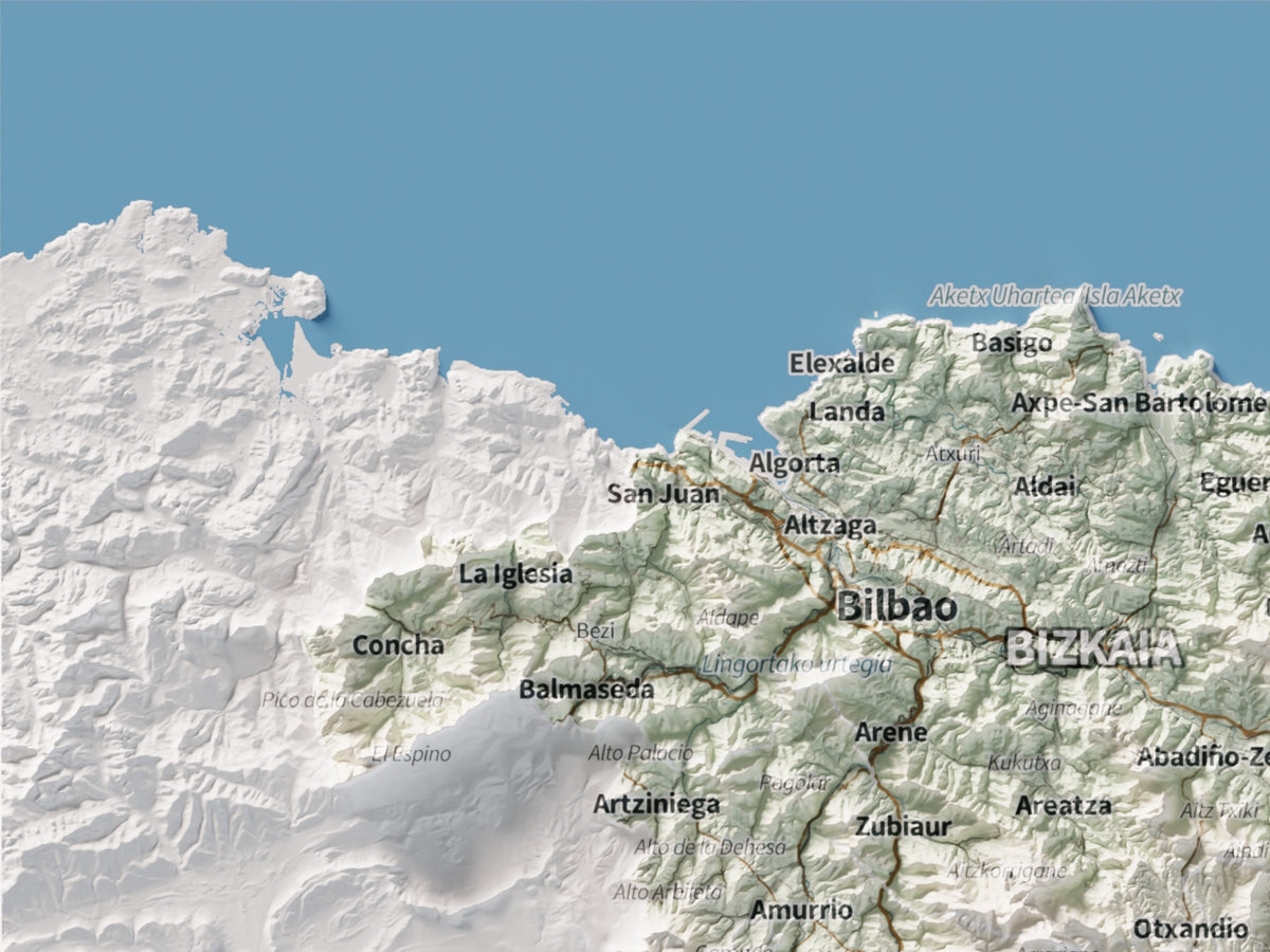 Euskal Herria, Cartogràfic, 30 × 40 cm: detall superior esquerre.