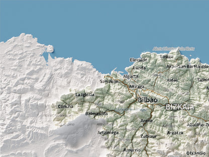 Euskal Herria, Cartogràfic, 30 × 40 cm: detall superior esquerre.