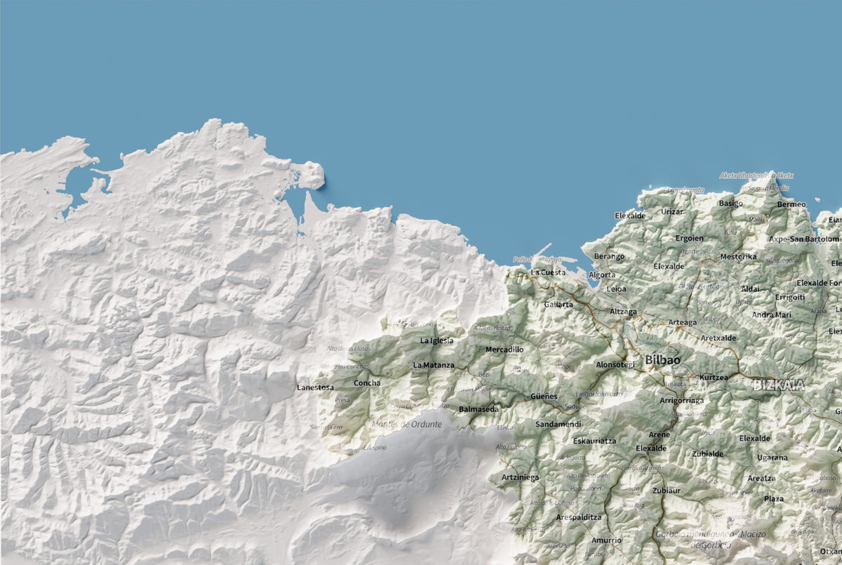 Euskal Herria, Cartogràfic, 61 × 91 cm: detall superior esquerre.