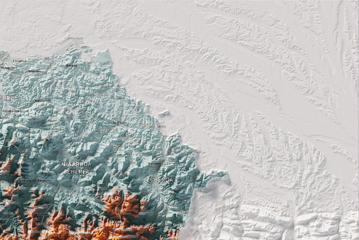 Euskal Herria, Blau i taronja, 61 × 91 cm: detall superior dret.