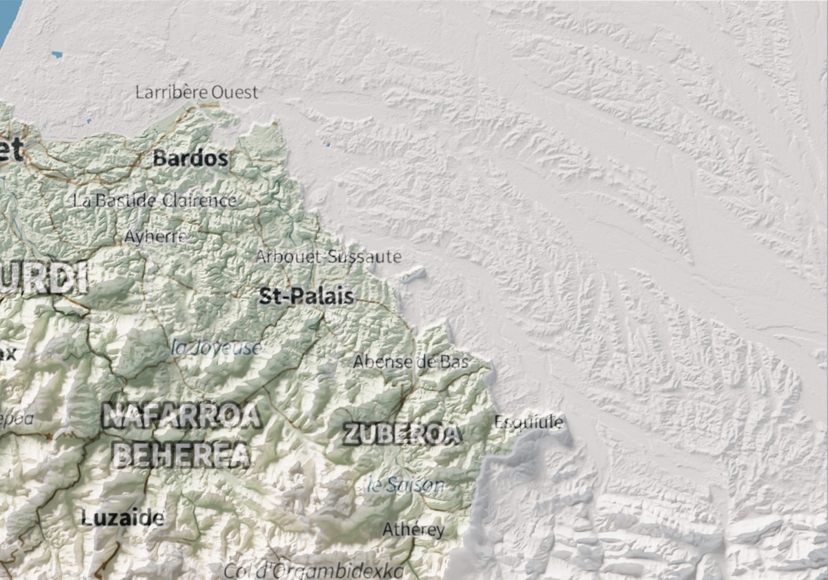 Euskal Herria, Cartogràfic, 21 × 30 cm: detall superior dret.