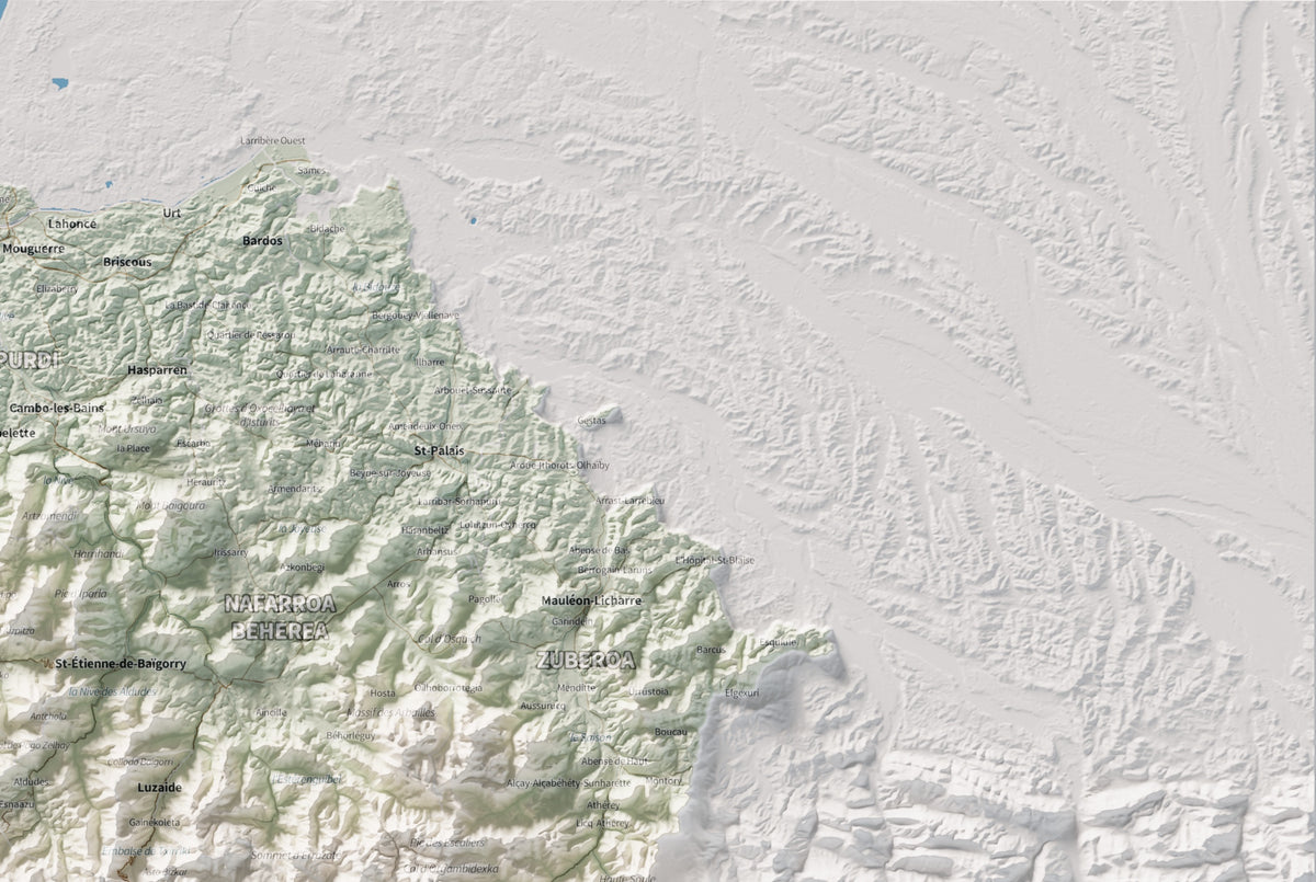 Euskal Herria, Cartogràfic, 61 × 91 cm: detall superior dret.