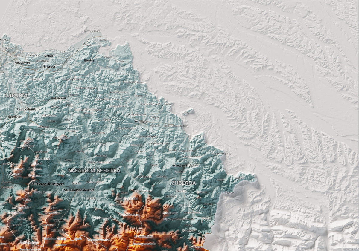 Euskal Herria, Blau i taronja, 70 × 100 cm: detall superior dret.