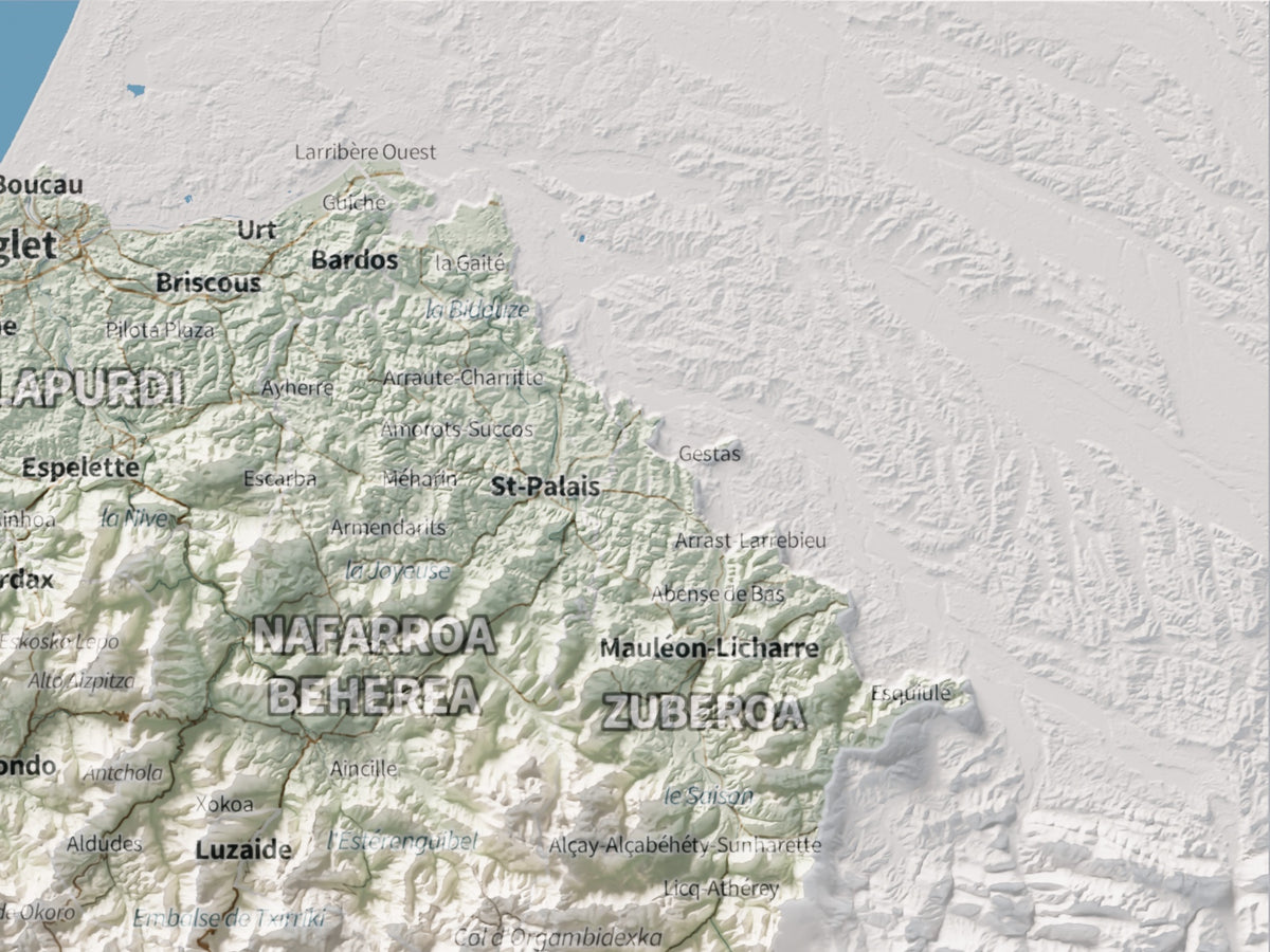 Euskal Herria, Cartogràfic, 30 × 40 cm: detall superior dret.