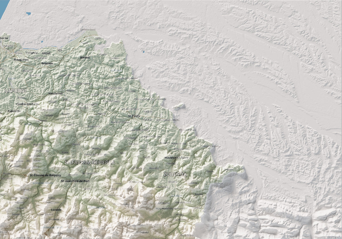 Euskal Herria, Cartogràfic, 70 × 100 cm: detall superior dret.