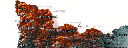 Mapa del relleu de Catalunya · Contrastat · 21 × 30 cm · Detall del nord