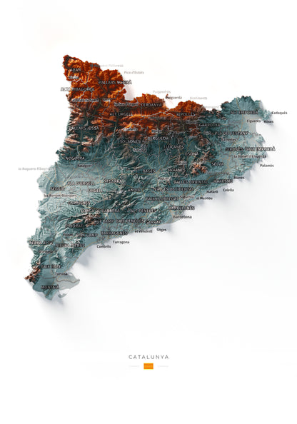 Mapa del relleu de Catalunya · Contrastat · 21 × 30 cm · Vista completa