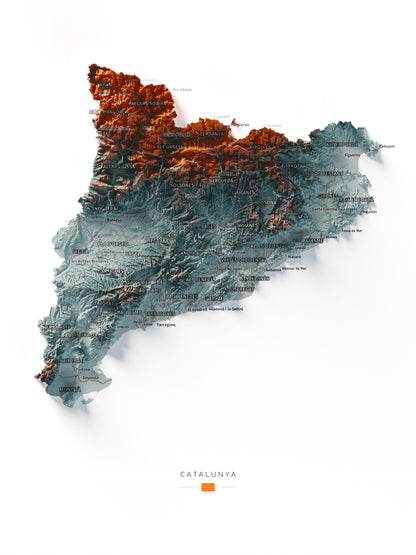 Mapa del relleu de Catalunya · Contrastat · 30 × 40 cm · Vista completa