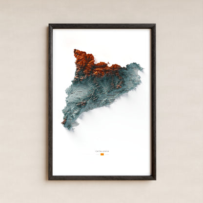 Mapa del relleu de Catalunya · Contrastat · 61 × 91 cm · Làmina emmarcada