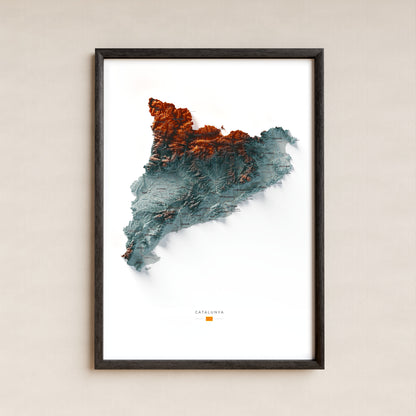 Mapa del relleu de Catalunya · Contrastat · 70 × 100 cm · Làmina emmarcada