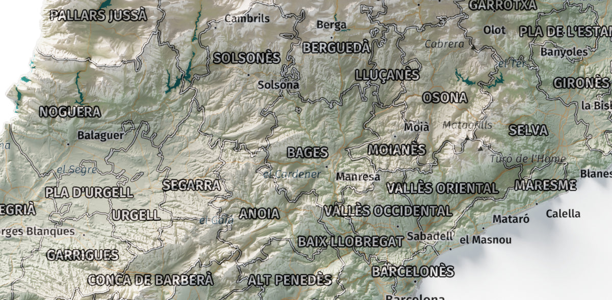 Mapa del relleu de Catalunya · Cartogràfic · 21 × 30 cm · Detall del centre