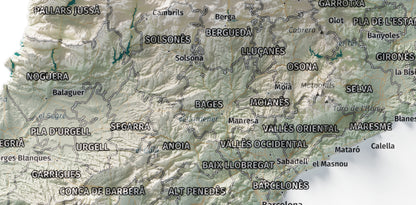 Mapa del relleu de Catalunya · Cartogràfic · 21 × 30 cm · Detall del centre