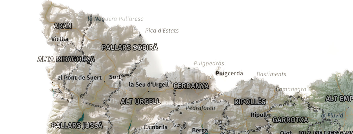 Mapa del relleu de Catalunya · Cartogràfic · 21 × 30 cm · Detall del nord