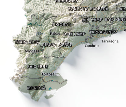 Mapa del relleu de Catalunya · Cartogràfic · 21 × 30 cm · Detall del sud