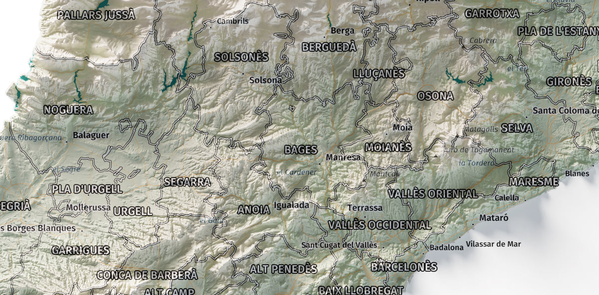 Mapa del relleu de Catalunya · Cartogràfic · 30 × 40 cm · Detall del centre