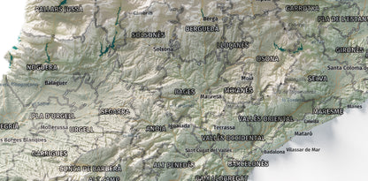 Mapa del relleu de Catalunya · Cartogràfic · 30 × 40 cm · Detall del centre
