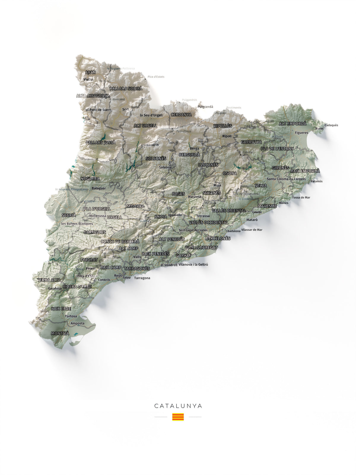 Mapa del relleu de Catalunya · Cartogràfic · 30 × 40 cm · Vista completa
