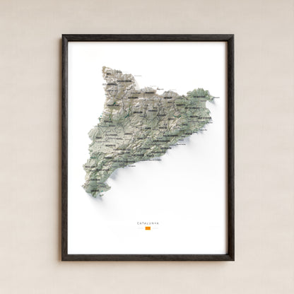 Mapa del relleu de Catalunya · Cartogràfic · 30 × 40 cm · Làmina emmarcada
