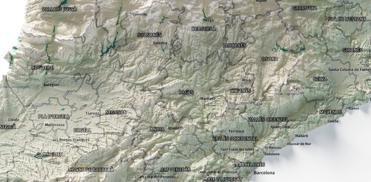 Mapa del relleu de Catalunya · Cartogràfic · 50 × 70 cm · Detall del centre