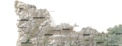 Mapa del relleu de Catalunya · Cartogràfic · 50 × 70 cm · Detall del nord