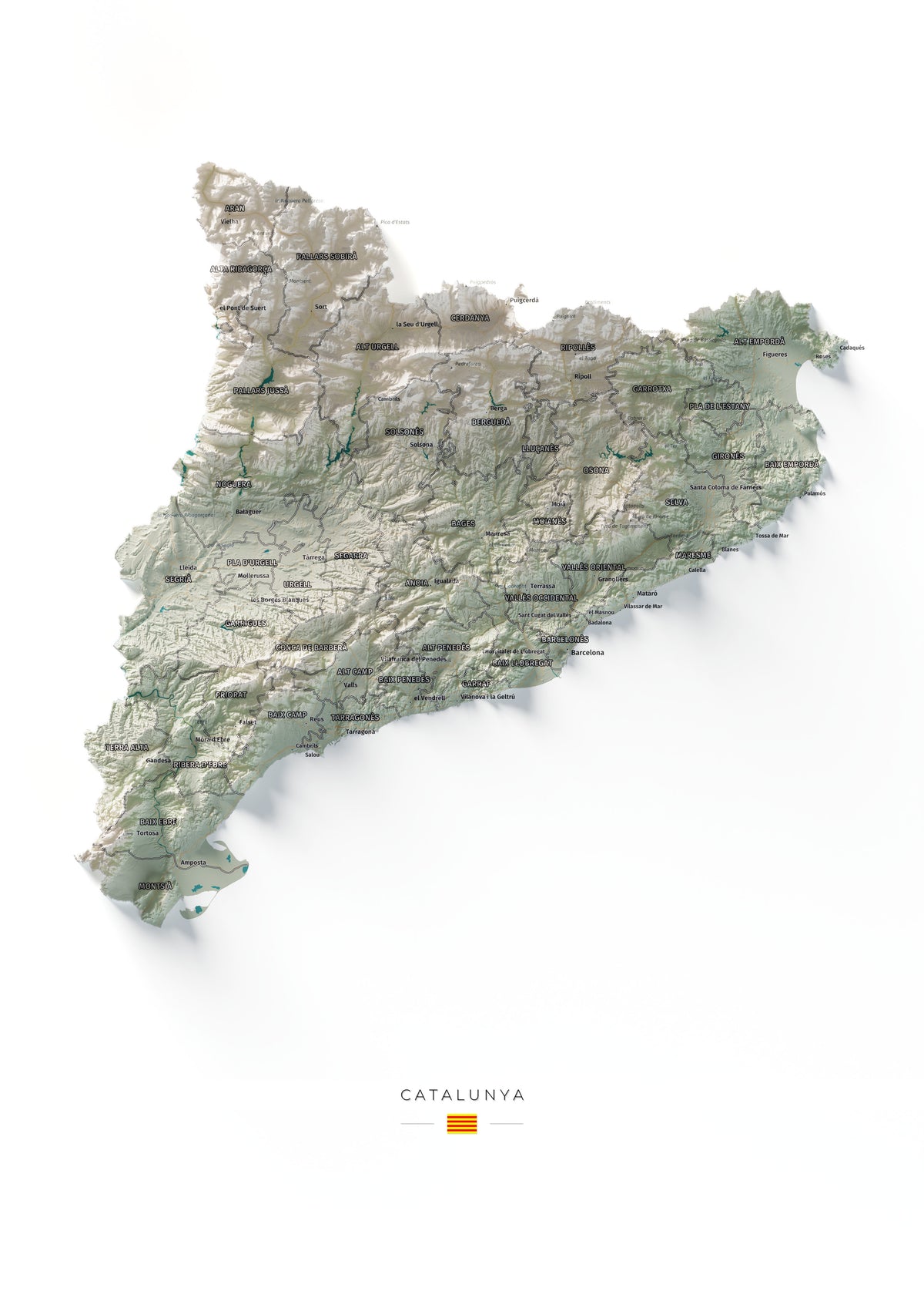 Mapa del relleu de Catalunya · Cartogràfic · 50 × 70 cm · Vista completa