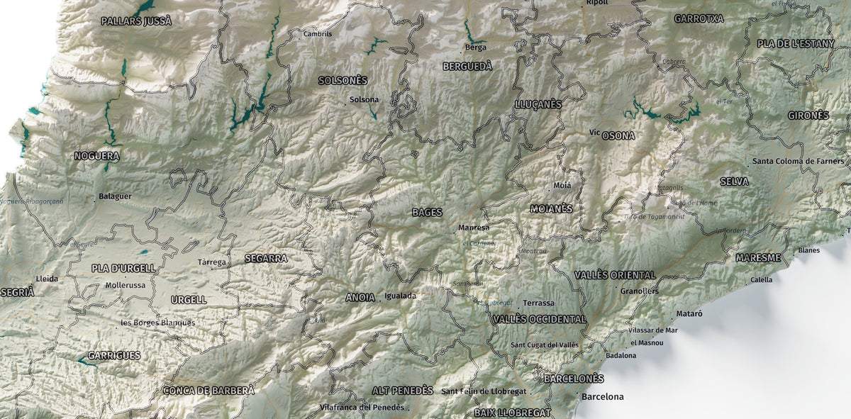 Mapa del relleu de Catalunya · Cartogràfic · 61 × 91 cm · Detall del centre