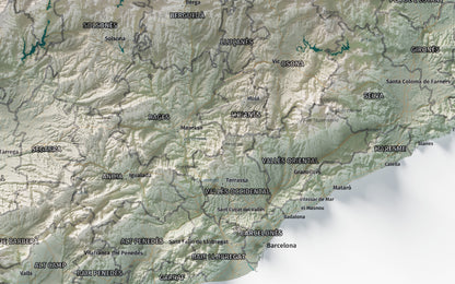 Mapa del relleu de Catalunya · Cartogràfic · 61 × 91 cm · Ciutats i límits administratius