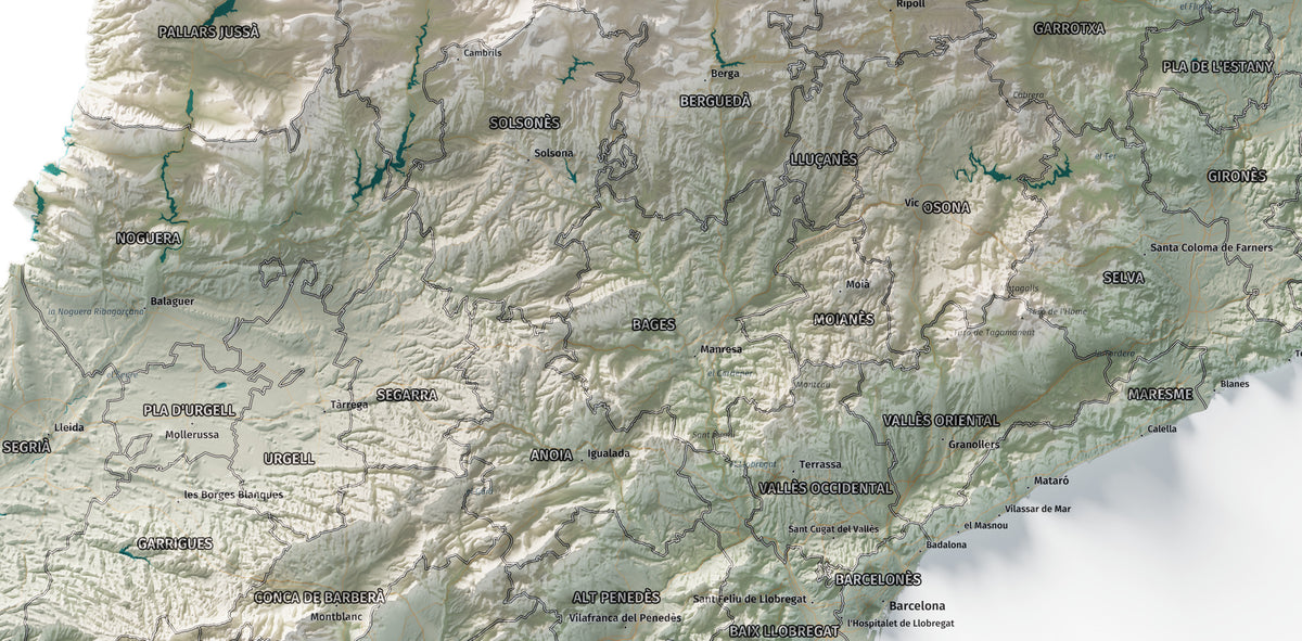 Mapa del relleu de Catalunya · Cartogràfic · 70 × 100 cm · Detall del centre