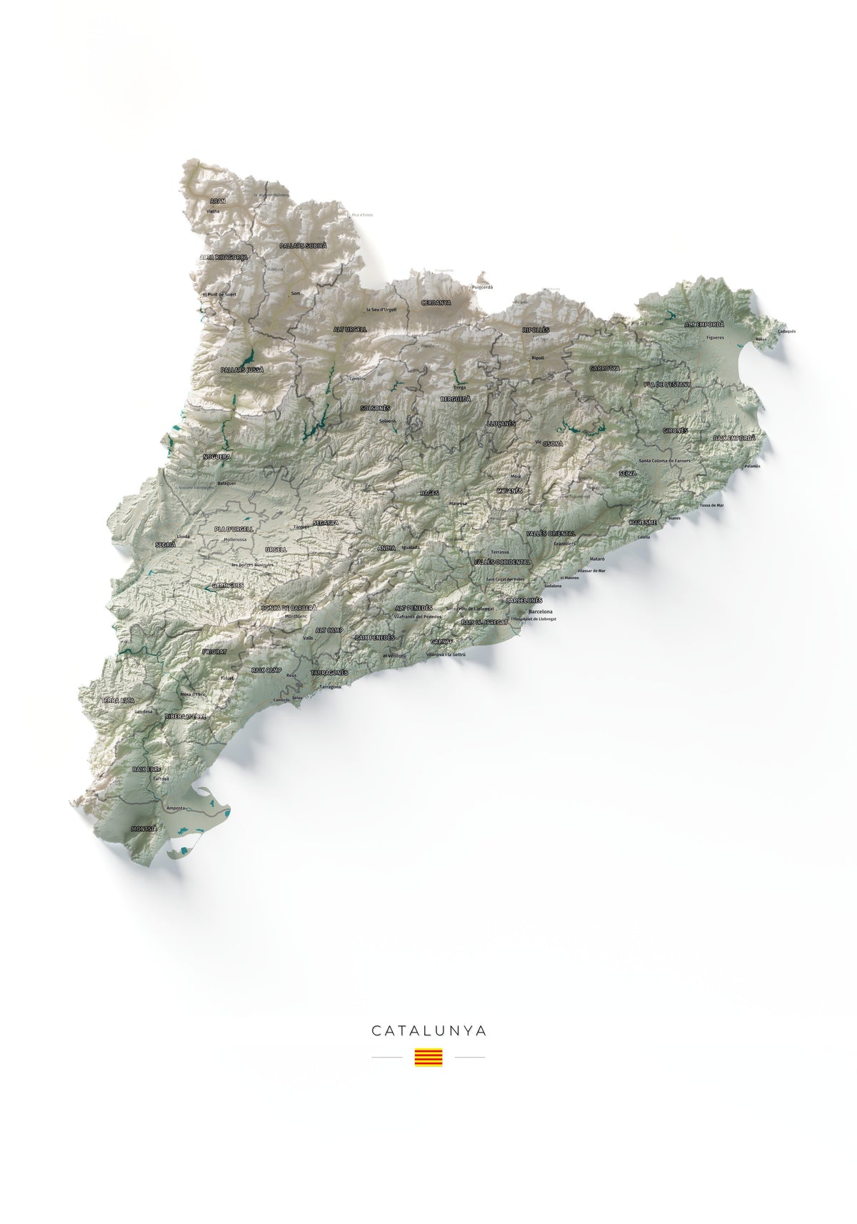 Mapa del relleu de Catalunya · Cartogràfic · 70 × 100 cm · Vista completa