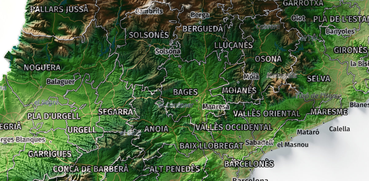 Mapa del relleu de Catalunya · Clàssic · 21 × 30 cm · Detall del centre