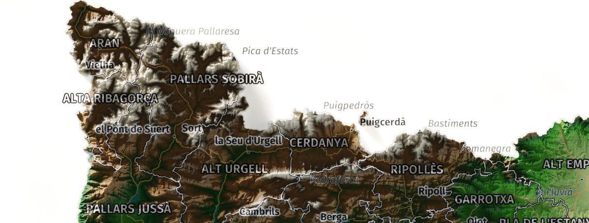 Mapa del relleu de Catalunya · Clàssic · 21 × 30 cm · Detall del nord