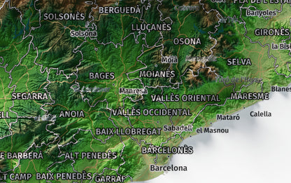 Mapa del relleu de Catalunya · Clàssic · 21 × 30 cm · Ciutats i límits administratius