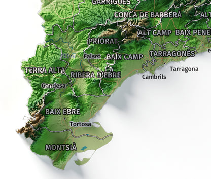 Mapa del relleu de Catalunya · Clàssic · 21 × 30 cm · Detall del sud