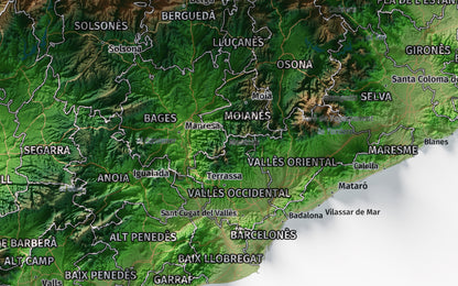 Mapa del relleu de Catalunya · Clàssic · 30 × 40 cm · Ciutats i límits administratius